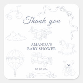 Toile de Jouy Nursery Baby Shower Thank you スクエアシール
