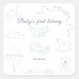 Toile de Jouy Nursery Baby's first library スクエアシール