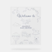 Toile de Jouy Nursery Welcome Baby Shower アクリルサイン (正面)