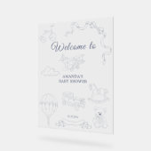 Toile de Jouy Nursery Welcome Baby Shower アクリルサイン (傾斜)