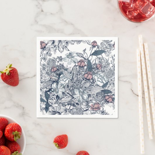 Toile-De-Jouy Pattern Wedding  スタンダードカクテルナプキン (インサイチュ)