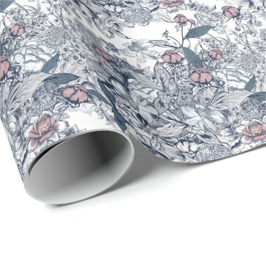 Toile-De-Jouy Pattern Wedding ラッピングペーパー (ロールコーナー)