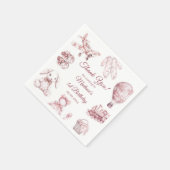 Toile De Jouy Pink Birthday Party スタンダードカクテルナプキン (角)