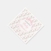 Toile De Jouy Pink Bow Girl Baby Shower Party スタンダードカクテルナプキン (角)