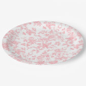 Toile de Jouy Pink Bow Girl First 1st Birthday ペーパープレート (アングル)