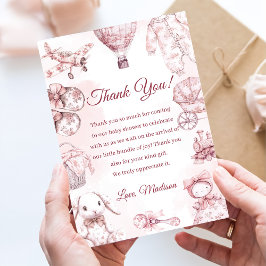 Toile De Jouy Pink Girl Baby Shower Party 招待状