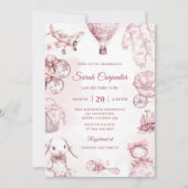 Toile De Jouy Pink Girl Baby Shower Party 招待状 (正面)