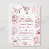 Toile De Jouy Pink Girl Birthday Party 招待状 (正面)