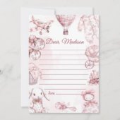 Toile De Jouy Pink Girl Capsule Noteメッセージカード 招待状 (正面)