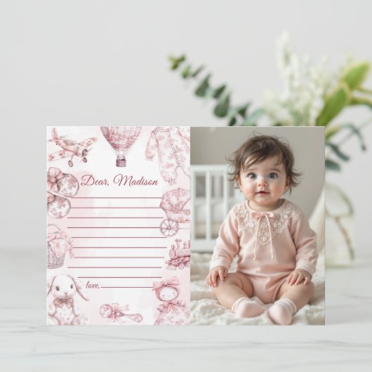 Toile De Jouy Pink Girl Capsule Note Message Card 招待状 (スタンド正面)