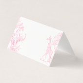 Toile de jouy Pink Safari baby shower place cards (正面)