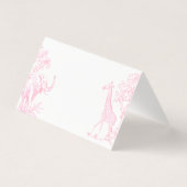 Toile de jouy Pink Safari baby shower place cards (裏面)