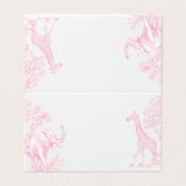 Toile de jouy Pink Safari baby shower place cards (外部フラット)