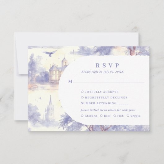 Toile de jouy RSVP Response Card (正面)