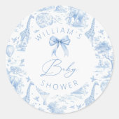 Toile de Jouy Safariベビーシャワーステッカー ラウンドシール (正面)