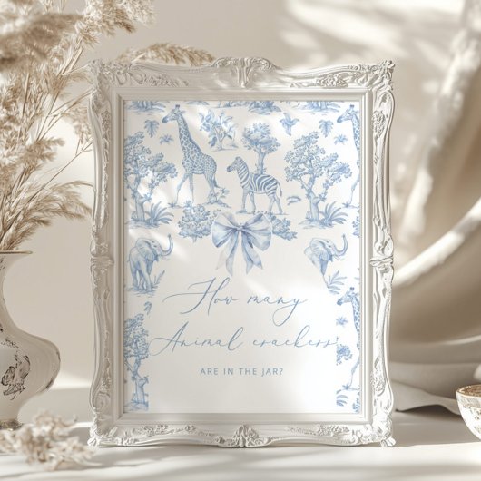 Toile de Jouy Safari何匹の動物クラッカー ポスター