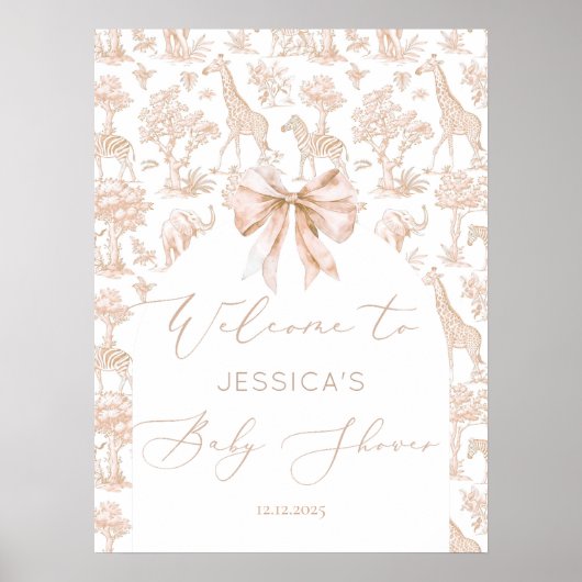 Toile de Jouy Safari動物赤ちゃんシャワーへようこそ ポスター (正面)