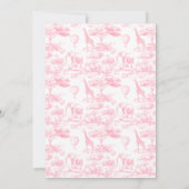Toile de Jouy Safari女の子ベビーシャワー 招待状 (裏面)