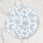 Toile de Jouy Safari animalsベビーシャワー感謝していユーザ フェイバータグ (裏面)