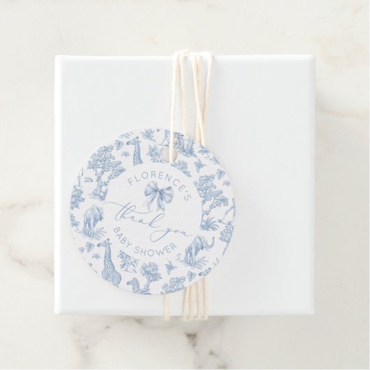 Toile de Jouy Safari animalsベビーシャワー感謝していユーザ フェイバータグ (インサイチュ)