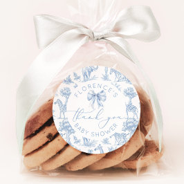 Toile de Jouy Safari animalsベビーシャワー感謝していユーザ ラウンドシール