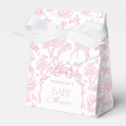 Toile de Jouy Safari animals Pink Bow elegant  フェイバーボックス (正面サイド)