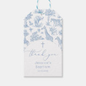 Toile de Jouy Safari Baby shower Baptism Thank you ギフトタグ (正面)
