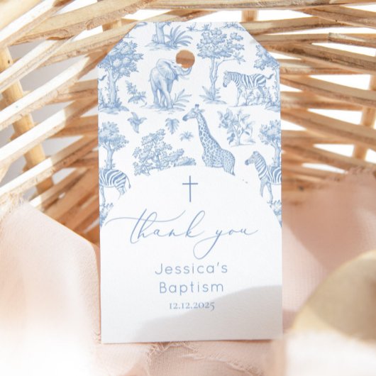 Toile de Jouy Safari Baby shower Baptism Thank you ギフトタグ