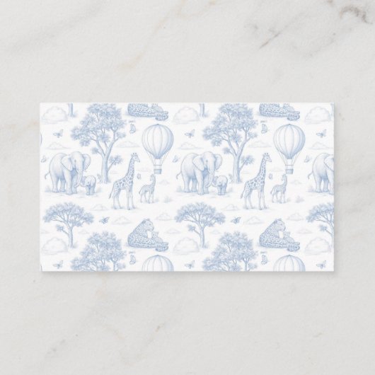 Toile De Jouy Safari Baby Shower Diaper Raffle 名刺 (裏面)