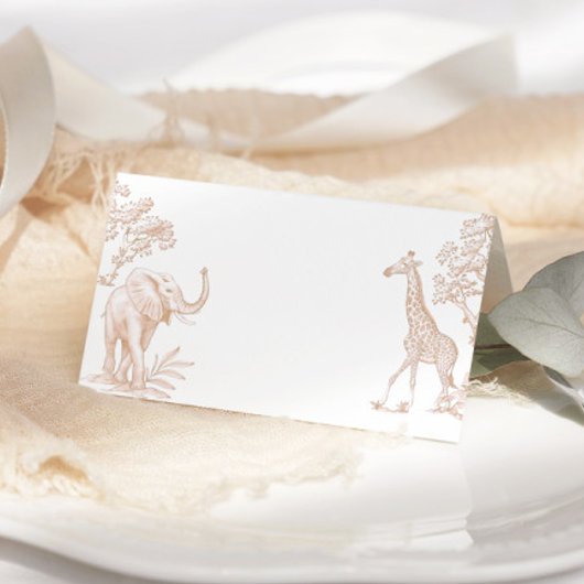 Toile de jouy Safari baby shower Place card