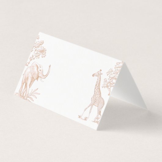 Toile de jouy Safari baby shower Place card (正面)