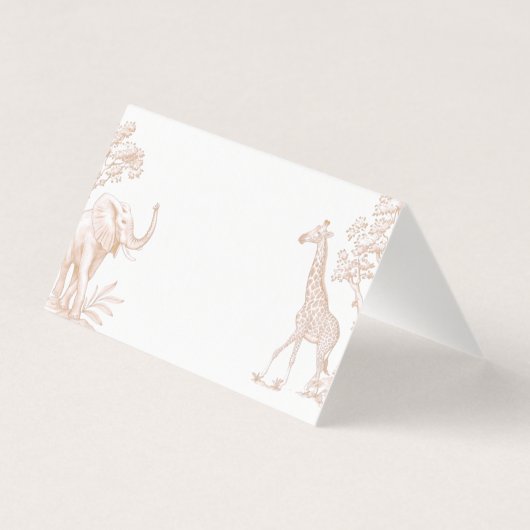 Toile de jouy Safari baby shower Place card (裏面)
