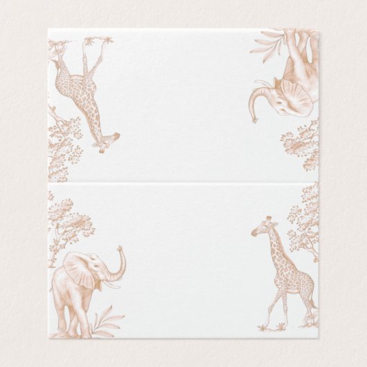 Toile de jouy Safari baby shower Place card (外部フラット)