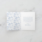 Toile De Jouy Safari Blue Baby Shower Thank You 招待状 (内部)