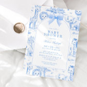 Toile De Jouy Safari Blue Boy Baby Shower 招待状
