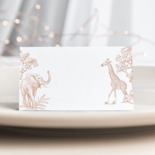 Toile de jouy Safari Gender Neutral baby shower エンクロージャーカード