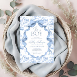 Toile de Jouy Safari It's a Boy Baby Shower 招待状