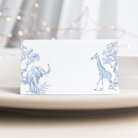 Toile de jouy Safari minimalist place cards