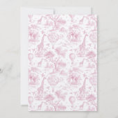 Toile de Jouy Safari Pink Bow Baby shower 招待状 (裏面)