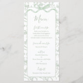Toile de jouy Sage Baby Shower Menu Card メニュー (正面)