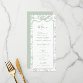 Toile de jouy Sage Baby Shower Menu Card メニュー