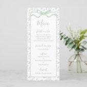 Toile de jouy Sage Green Menu Card メニュー (スタンド正面)