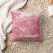 Toile de Jouy Shabbyのピンクの牧歌的な景色 クッション (ブランケット)