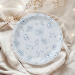 Toile de Jouy Something Blue Floral bridal ペーパープレート<br><div class="desc">Toile de Jouy Something Blue Floral bridal Paper Plates
Matching items are available.</div>