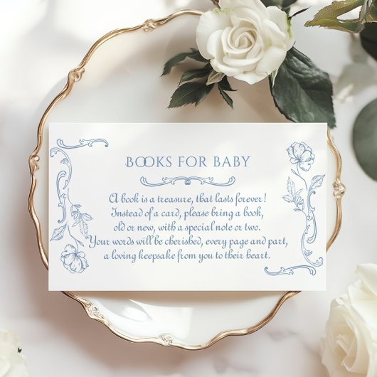 Toile de jouy teddy bearヴィンテージブックスベビー エンクロージャーカード