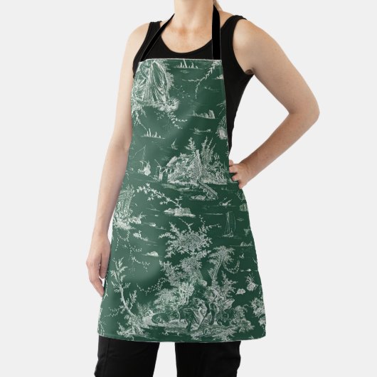 Toile de Jouy verte エプロン (インサイチュ)