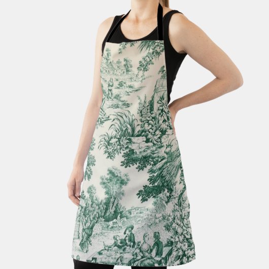 Toile de Jouy verte エプロン (インサイチュ)