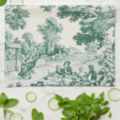 Toile de Jouy verte キッチンタオル (折り畳み)