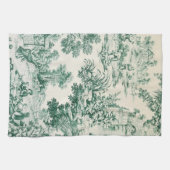 Toile de Jouy verte キッチンタオル (横)