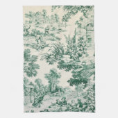 Toile de Jouy verte キッチンタオル (縦)
